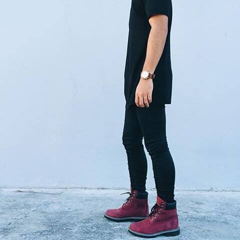red timberland outfit