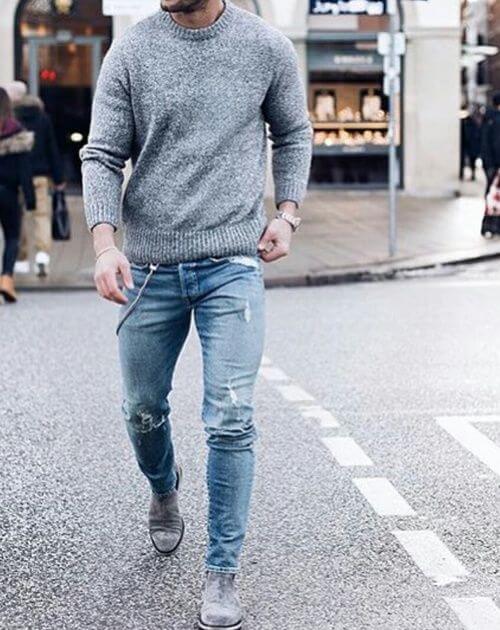 dark wash jeans outfit mens