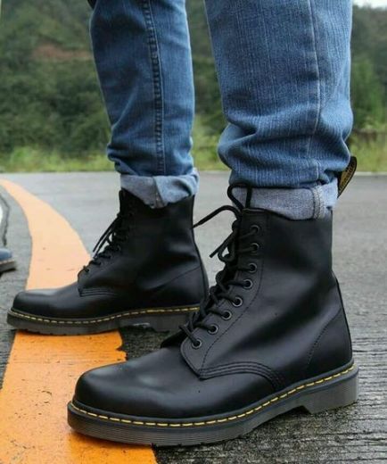 mens black military style boots
