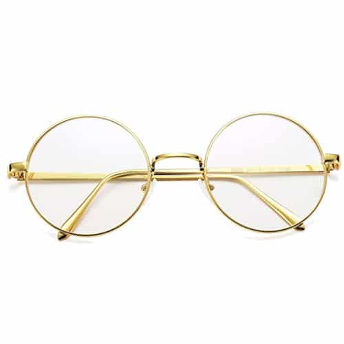 Retro Round Glasses Clear Lens Non-Prescription for Men Women Metal Frame 