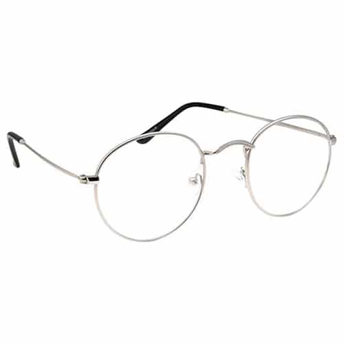 COASION Retro Small Round Clear Lens Glasses Metal Frame Non-Prescription Eyeglasses