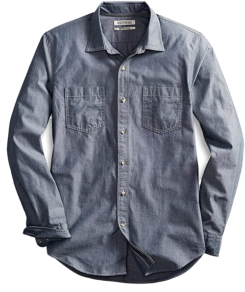 Slim-Fit Long-Sleeve Double Pocket Work Shirt