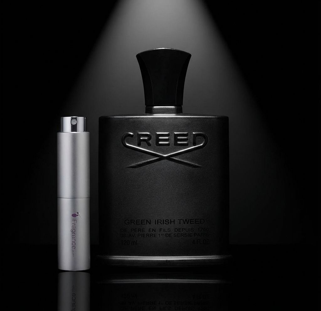 Creed Aventus Green Irish Tweed cologne bottles